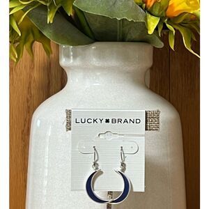 Lucky Brand Silver and Navy Hoop Earrings #LBER1